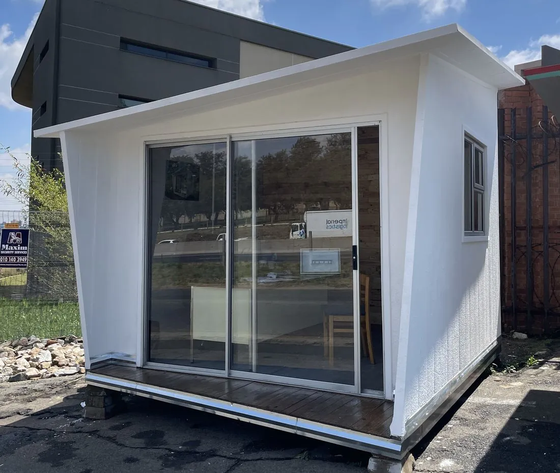 Shellcase MyCube prefab home office with sliding door